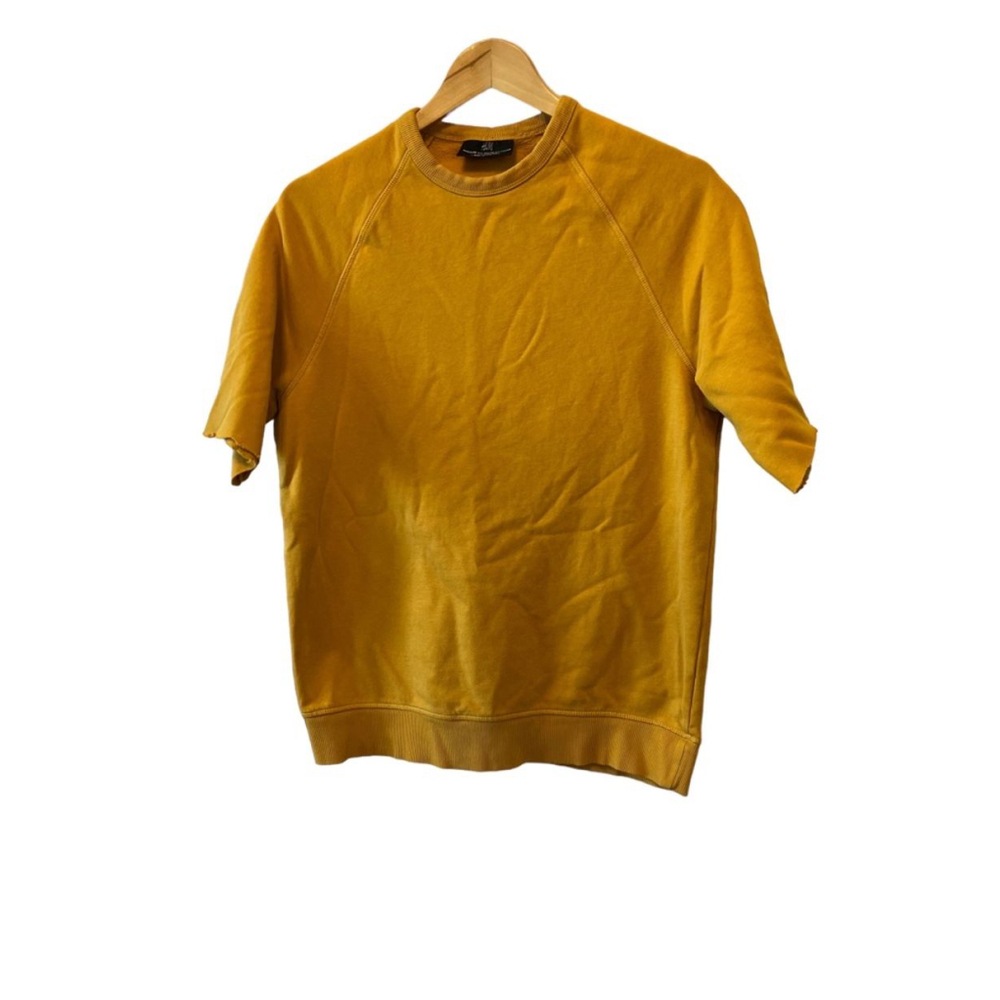 H&M Oversized Short Jagged Edge Sleeve Crew Neck Jersey Knit Casual Sweatshirt S